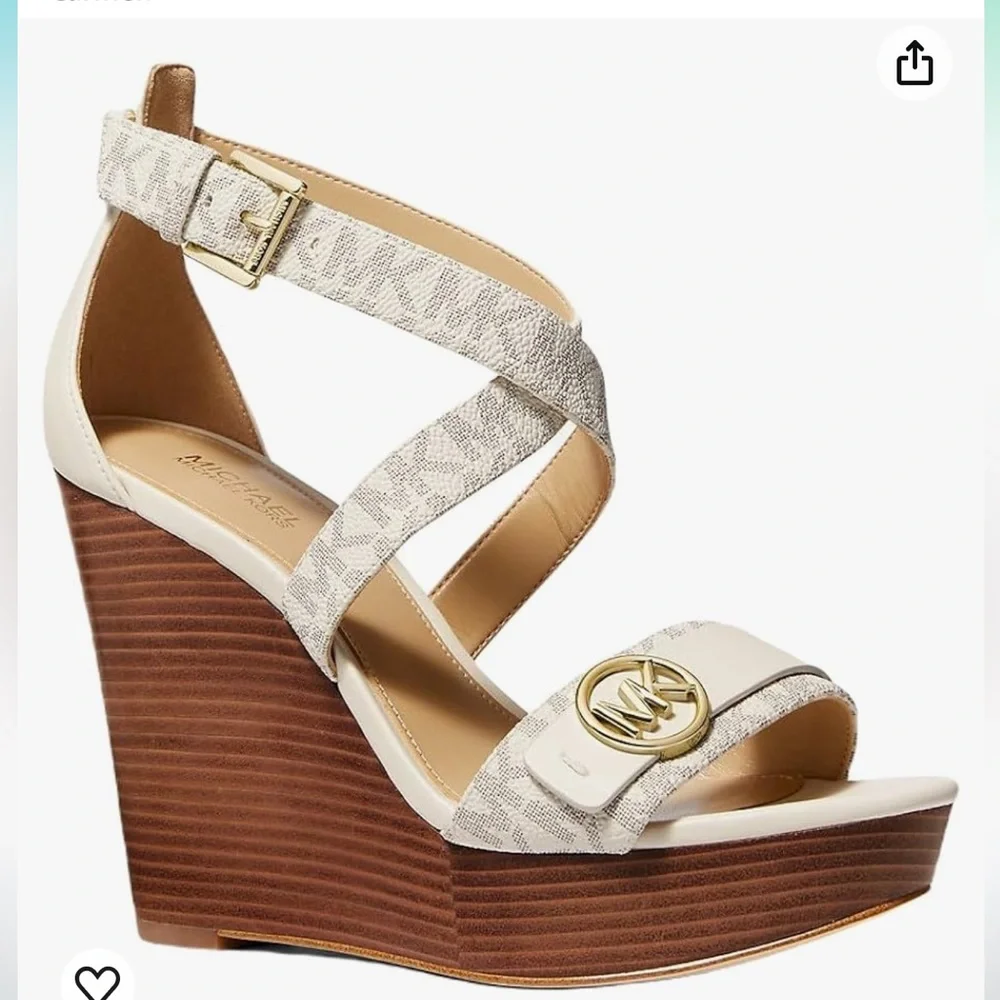 Michael Kors Carmen Logo Faux Leather Wedge Sandal ✨brand new✨No box